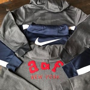 set of 3 BOYS hoodies Nike A& F kids size large L